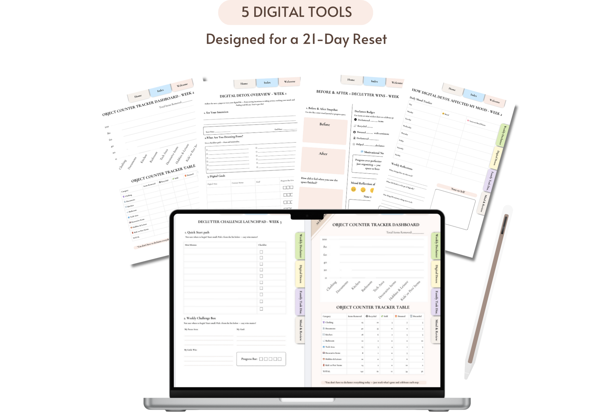 The ClearNest Bundle ✨ eBook + 5 Digital Planning Tools + 21 Reset Cards (Bonus)